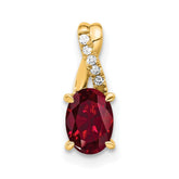14K Oval Created Ruby and Diamond Pendant - 2