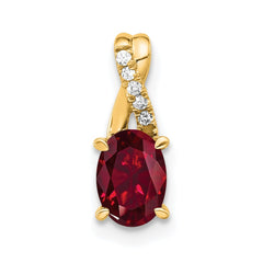 14K Oval Created Ruby and Diamond Pendant - 2