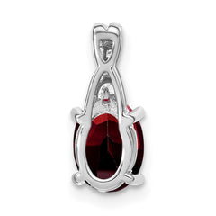 14k White Gold Oval Garnet and Diamond Pendant