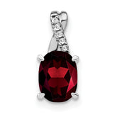 14k White Gold Oval Garnet and Diamond Pendant