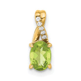 14K Oval Peridot and Diamond Pendant
