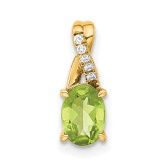 14K Oval Peridot and Diamond Pendant