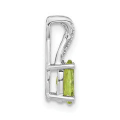 14k White Gold Oval Peridot and Diamond Pendant
