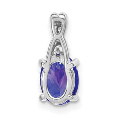 14k White Gold 7x5mm Oval Tanzanite and Diamond Pendant