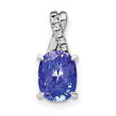 14k White Gold 7x5mm Oval Tanzanite and Diamond Pendant