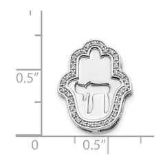14k White Gold 1/10ct. Diamond Chai on Hamsa Chain Slide