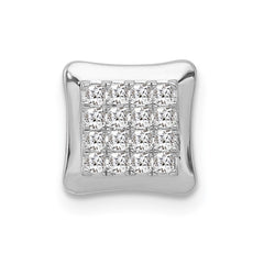 14k White Gold 1/4 carat Diamond Square Cluster Chain Slide