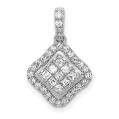 14k White Gold 1/2ct. Diamond Cluster Pendant