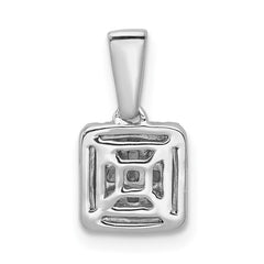 14k White Gold 1/4 carat Diamond Square Halo Cluster Pendant