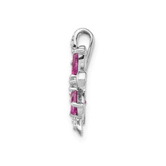 14k White Gold Diamond and 2.44 Citrine/Pink Tourmaline Flower Pendant