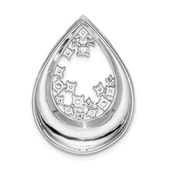 14k White Gold Polished 1/2 carat Diamond Fancy Teardrop Chain Slide
