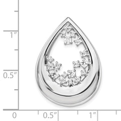 14k White Gold Polished 1/2 carat Diamond Fancy Teardrop Chain Slide