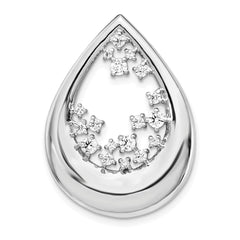 14k White Gold Polished 1/2 carat Diamond Fancy Teardrop Chain Slide