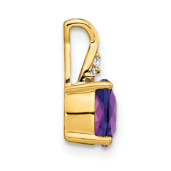 14k Checkerboard Amethyst and Diamond Pendant