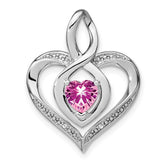 Sterling Silver Rhod-plated Created Pink Sapphire/Diamond Pendant - 3