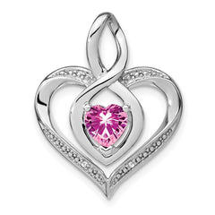 Sterling Silver Rhod-plated Created Pink Sapphire/Diamond Pendant - 3