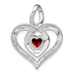 Sterling Silver Rhodium-plated Garnet and Diamond Pendant - 5