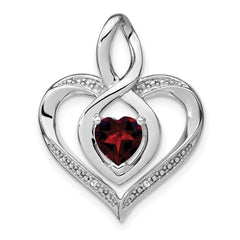 Sterling Silver Rhodium-plated Garnet and Diamond Pendant - 5