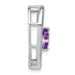 Sterling Silver Rhodium-plated Amethyst and Diamond Pendant - 9