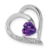 Sterling Silver Rhodium-plated Amethyst and Diamond Pendant - 9