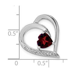Sterling Silver Rhodium-plated Garnet and Diamond Pendant - 4