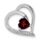 Sterling Silver Rhodium-plated Garnet and Diamond Pendant - 4