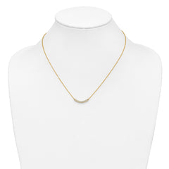 14k Polished 1/6 carat Diamond Curved Bar 18 inch Necklace