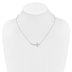 14k White Gold 1/2 carat Diamond Sideways Cross 18 inch Necklace