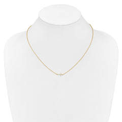 14k Polished 1/10 carat Diamond Sideways Cross 18 inch Necklace - 2
