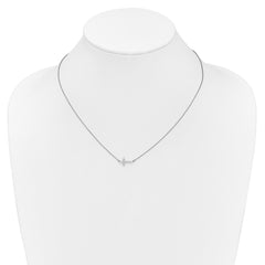 14k White Gold 1/6 carat Diamond Sideways Cross 18 inch Necklace - 2