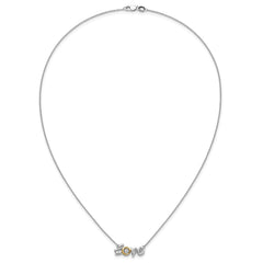 14k Two-tone LOVE Moving .03 carat Diamond 18 inch Necklace