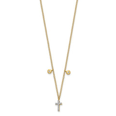 14k Polished 1/20 carat Diamond Cross 18 inch Necklace