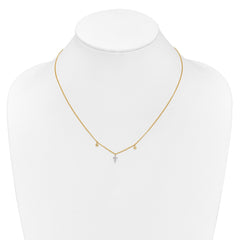 14k Polished 1/20 carat Diamond Cross 18 inch Necklace