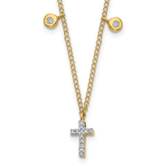 14k Polished 1/20 carat Diamond Cross 18 inch Necklace