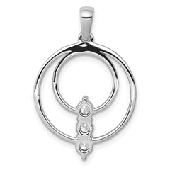 14k White Gold Complete 3/8 carat Diamond Three-Stone Circle Pendant