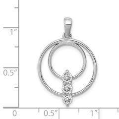 14k White Gold Complete 3/8 carat Diamond Three-Stone Circle Pendant
