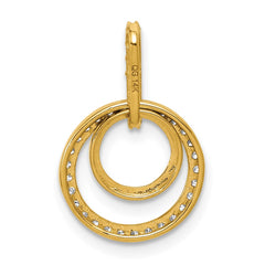 14k Polished 1/4 carat Diamond Double Circle Dangle Pendant
