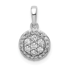 14k White Gold 1/4 carat Diamond Round Halo Cluster Pendant