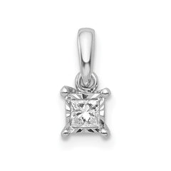 14k White Gold 1/10 carat Princess Diamond Square Pendant