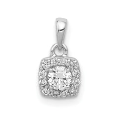 14k White Gold 1/3 carat Diamond Square Halo Cluster Pendant - 2
