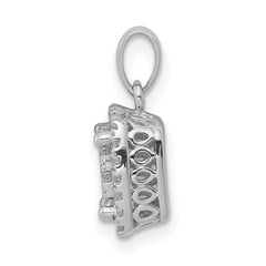 14k White Gold 1/2 carat Diamond Square Halo Cluster Pendant - 2