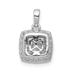 14k White Gold 1/2 carat Diamond Square Halo Cluster Pendant - 2