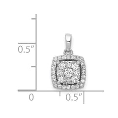 14k White Gold 1/2 carat Diamond Square Halo Cluster Pendant - 2