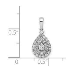 14k White Gold 1/4 carat Diamond Halo Teardrop Pendant