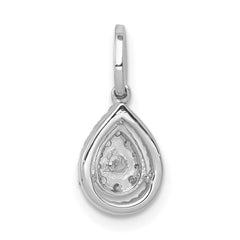 14k White Gold 1/4 carat Diamond Halo Teardrop Pendant - 2