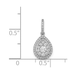 14k White Gold 1/3 carat Diamond Halo Teardrop Pendant