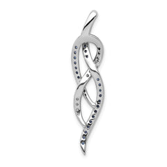 14k White Gold 1/3 carat Blue and White Diamond Fancy Chain Slide