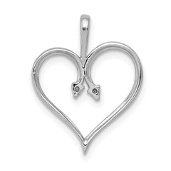 14k White Gold AA .02ct. Diamond Heart Pendant - 2