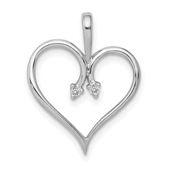 14k White Gold AA .02ct. Diamond Heart Pendant - 2