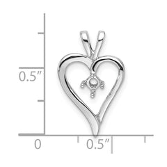 14k White Gold Heart Pendant Mounting - 2